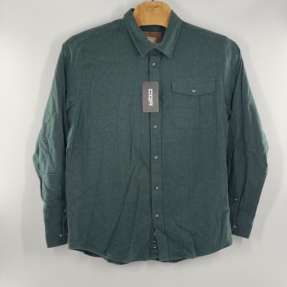 CQR Tactical Series Men's Cotton Flannel Shirt Long Sleeve Green Sz XL‎ NWT